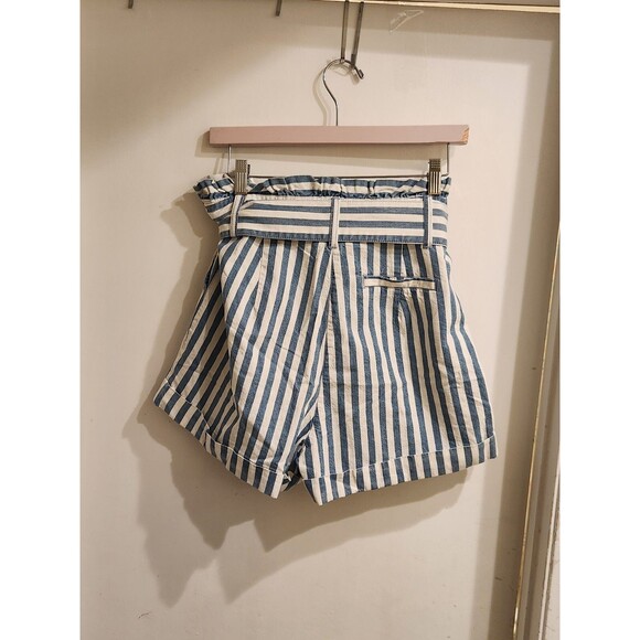Forever 21 Women's Large 100% Cotton Nautical Paper bag Striped Shorts - Picture 3 of 9